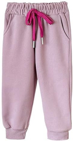 Pantalon de jogging pour enfants garçons et filles, doux, décontracté, jambe droite, pantalon de sport avec cordon de serrage et poches, Violet clair, 7-8 ans