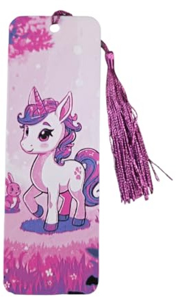 3D-gedrucktes Lesezeichen Süßes Einhorn, Lila und Pink, 15,4 x 5,2 cm, PLA Material, Umweltfreundlich, Erwachsene, Kinder, Geschenk für Bücherliebhaber