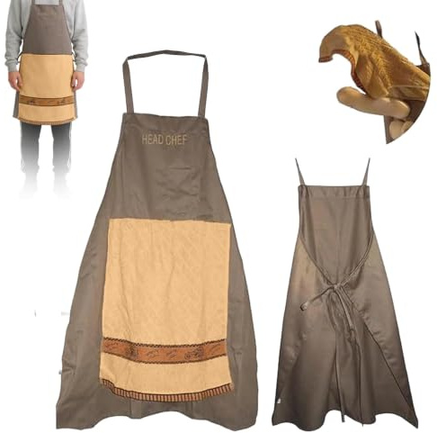 Creative Funny Apron for Men with Secret Pocket & Openable Towel, Adjustable Chef Apron,Novelty Gift for BBQ, Grilling & Baking, Holiday Present for Husband Dad Brother