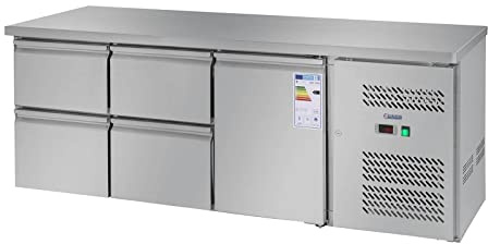 Royal Catering Kühltisch Arbeitstisch mit Kühlung RCKT-179/70 (403 Liter, Edelstahl Arbeitsplatte, 235 Kompressor, 1 Kühlfach und 4 Schubladen, Kältemittel R600a)