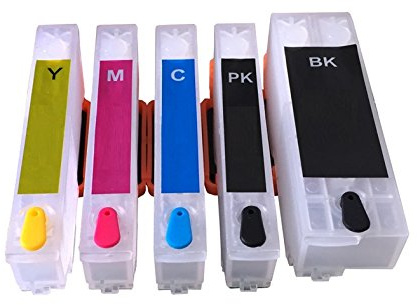 Patronenprofis Wiederbefüllbare Tintenpatronen T33 XL Black, Cyan, Magenta, Yellow, photoblack kompatibel mit Epson XP-530, 540, 630, 635, 640, 645, 830, 900, 7100