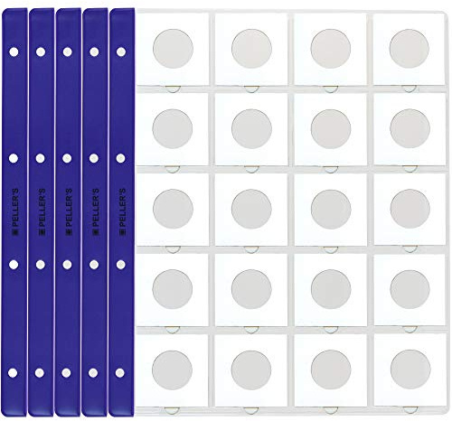 Peller's 10 Hojas de Colección, 50mm x 50mm en Cada Página, Monedas. Fundas para Álbum, Extra Transparente, Modelo XL, 20 Departamentos para Cartones
