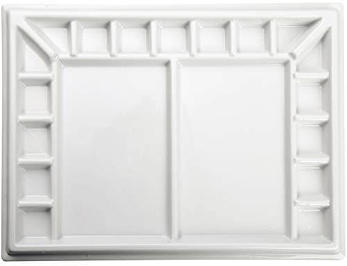 MEEDEN Groß Keramik Mischpalette, 17 Vertiefungen Aquarell Palette, Weiß Porzellan, Aquarellfarben Palette Keramikmischtablett für Gouache, Ölgemälde, Acry Malerei, 33×25 cm