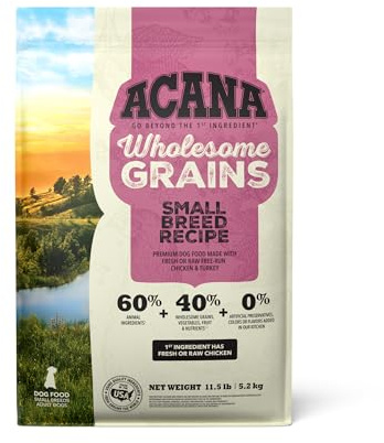 ACANA Wholesome Grains Dry Dog Food Small Breed Recipe Real Chicken Eggs and Turkey 11.5lb Bag