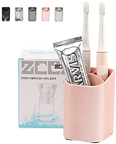 zccz Zahnbürstenhalter für das Badezimmer - Elektrischer Zahnbürsten- und Zahnpastahalter - Badezimmer-Tischbecher-Organizer Rasierapparat-Makeup-Bürsten-Stifthalter - Pink