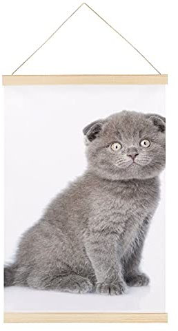 Magnetischer Posterrahmen Süße Fette Katze Posterschiene Holz Posterleisten Drucken Posterhänger Bilderleiste 40x60cm