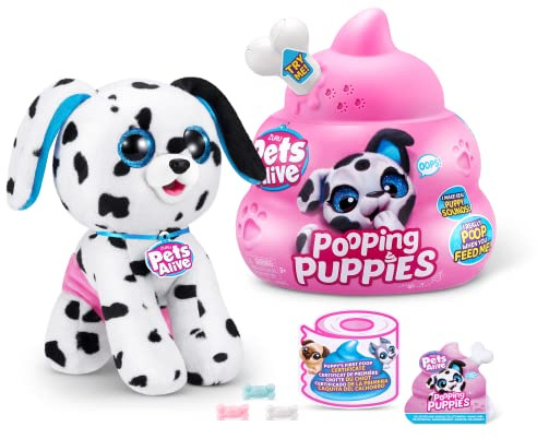 Pets Alive Pooping Puppies från ZURU, dalmatiner, äkta sällskapsdjur hundvalp, lekgosedjur, utvecklingsfrämjande plysch