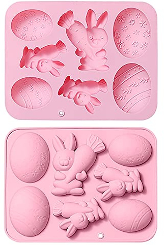 Ostern Silikonform 3D Osterhase Silikon Form Kaninchen Osterei Osterdeko Schokolade Hasenform Kuchenform 3D Hase Schokoladenform Ostern Backform DIY Bastelzubehör für Party Ostern Geschenk