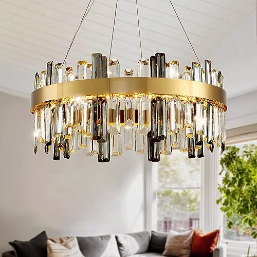 AHXIAOZN Modern Chandelier Crystal Light,K9 Crystal Raindrop Chandelier,for Dining Room, Kitchen, Living Room, Bedroom
