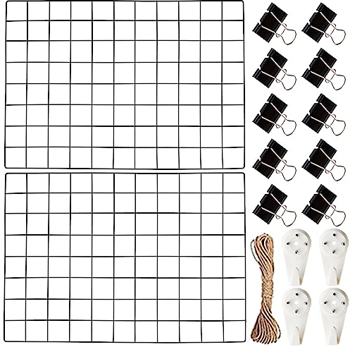 Schwarz Wandgitter 2er-Pack 65 x 45cm Küchengitterwand Memotafeln Foto Wanddekoration für Büro, Wohnzimmer, Schlafzimmer