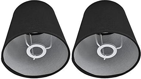 Lampenschirme Für Tischlampen, Kleiner Lampenschirm, Ersatz-Lampenabdeckung, Europäischer Stil, Stoff, Natürliches Leinen, Handgefertigt, Für E14 Kronleuchter, Tischlampe, Stehlampe, 2 Stück(Schwarz)