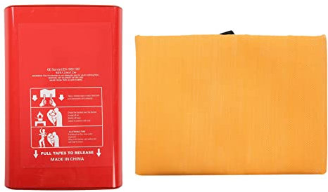 Natudeco Manta Ignífuga De 1,2 X 1,2 M, Manta Ignífuga De Emergencia, Manta Ignífuga De Fibra De Vidrio De Silicona, Cuerda De Refuerzo De Portabilidad para Oficina, Cocina, Gasolineras, Naranja