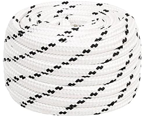 ZEYUAN Bootsseil, Seilzugsystem Sonnensegel, Wäscheleine, Tau Seil, Fahnenseil, Aufnahme Seil, Fahnenmast Seil, Geflochten Weiß 16 mmx50 m Polyester