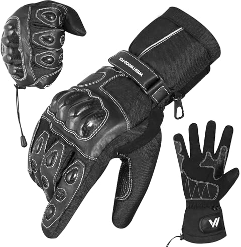 WESTWOOD FOX Gants de Moto pour Hommes et Femmes, Gants de Moto en Cuir à écran Tactile, imperméables et Chauds pour la Course, Le Pilotage, Le VTT, l'UTV et Les activités de Plein air