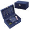 Blue Velvet 3-Layer Jewellery Boxes - Large Jewelry Storage Case with Lock for Necklace Earring Watch Bracelet 24.5 * 17 * 11.5 cm 51BL