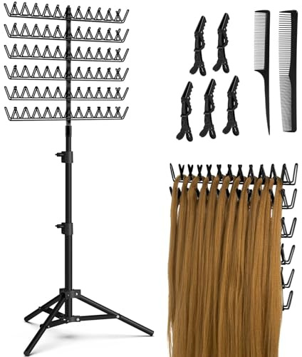 Tressage Rack à cheveux, support de tresse double face, Rack d'extension de cheveux en métal réglable en hauteur, outil de coiffure