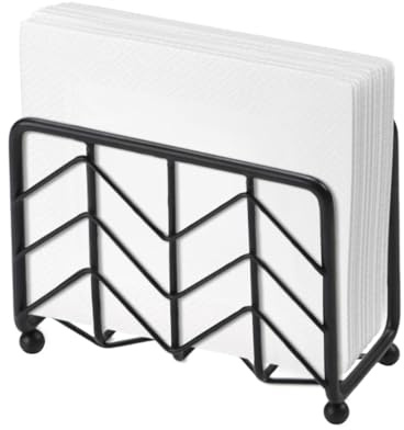 Serviettenhalter für Tisch, flacher Serviettenspender, moderner Metall-Papierserviettenhalter für Zuhause, Küche, Restaurant und Essen im Freien, Schwarz