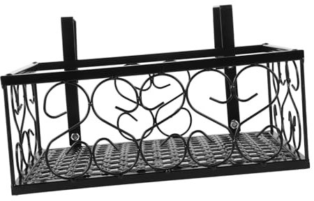 KONTONTY Étagère à Fleurs Suspendue Support Mural pour Balcon en Fer Noir Design Suspendu, Rangement Pratique pour Pots de Fleurs et Plantes en Pot