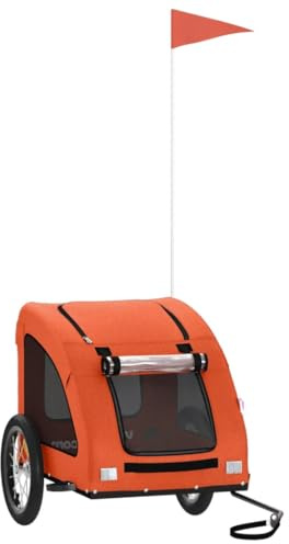 vidaXL Fahrradanhänger für Hunde Orange Oxford-Gewebe und Eisen