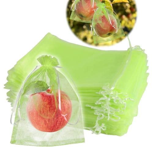 Traubenschutzbeutel,100 Stück Obst Schutzbeutel Garten Netzbeutel Fruchtschutzbeutel Organzabeutel mit Zugband Zum Verhindern Wespen Fruchtfliegen Insekt Vögel