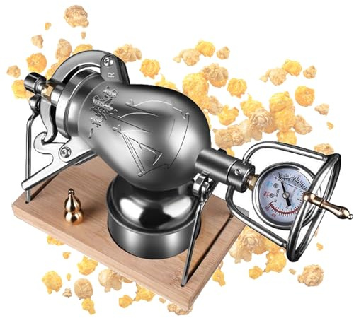 APMOE Chinesische Popcorn-Kanone, Popcorn Mais 304 Edelstahl-Popcorn-Maschine Mit Manometer Puffreis Maschine Mini-Popcornmaschine Für Familientreffen (360ml)