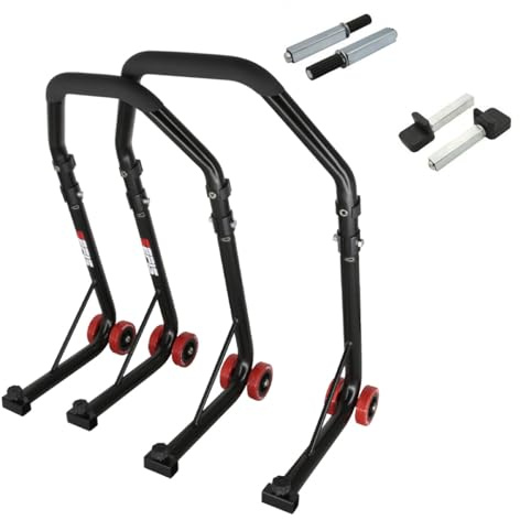 SEFIS D18 Motorradständer Set Vorder- und Hinterrad Motorradheber Serviceständer Front und Heck Motorrad montageständer ständer (Schwarz, Single/Standard)