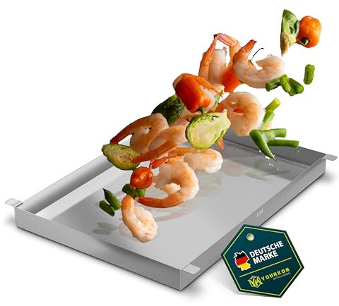 Yourkon - Sartén parrilla (31 x 44 x 3,5 cm, acero inoxidable)