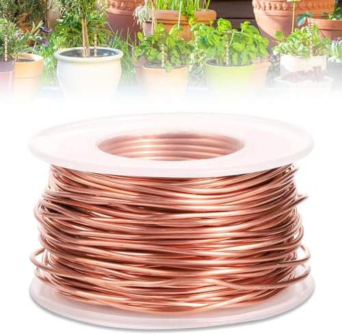yotutun 20m Electroculture Gardening Kupferdraht, 99,9% Reiner Kupferdraht 16 Gauge/1,3 mm Copper Wire Blanker Kupferdraht für Garten, Pflanzen und Gemüseanbau, Air Plant Holders