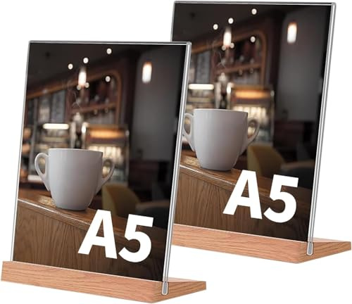 BCENG 2 Stück A5 Preisschilder Aufsteller Transparenter L Form | StäNder Form TischstäNder Acryl Schilderhalter Kunststoff Foto Bilderrahmen fur Hochzeit Restaurant Büro Cafe