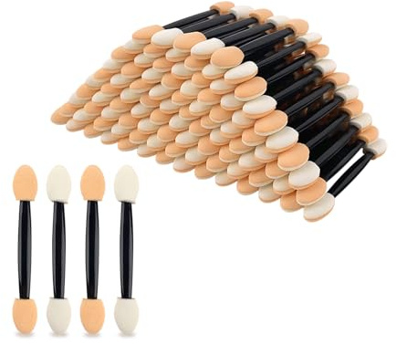 100PCS Disposable Eyeshadow Applicators, Dual Sides Sponge Tipped Oval Makeup Tool, Makeup Applicotors for Daily Beauty, Suitable for Home and Travel