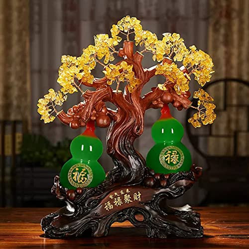 GLigeT Edelstein Baum Kristall-Glücksbaum, Kürbis-Geldbaum, Feng-Shui-Dekoration for Heimwerker, Zuhause, Büro, Party-Dekoration Geldbaum Feng Shui(Mittel)