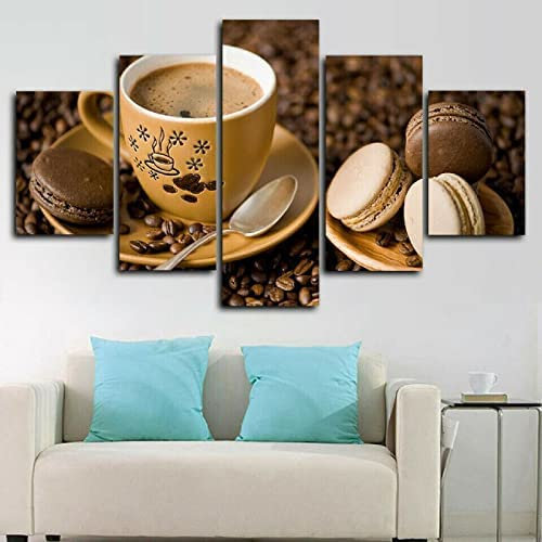Leinwandbild Wandbild Bild 5-Tlg Essen, Trinken, Kuchen, | Ungerahmt 100 X 50 Cm | Leinwanddrucke Kunstdrucke Dekor Kunstwerke Moderne Bilder Für Heimen Wohnzimmer Esszimmer Sc-730738880426