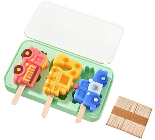 WNDUOKXH Moldes de helado caseros con dibujos animados de felicidad para niños, moldes para paletas con palitos, moldes de gel de sílice con palitos, D