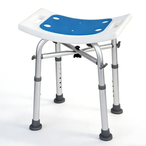 Duschhocker 180kg Höhenverstellbar 37-50cm Werkzeugfrei Montage rutschfest Stabil für Schmale Wannen - Senioren, Behinderte, Sicherer Sitz