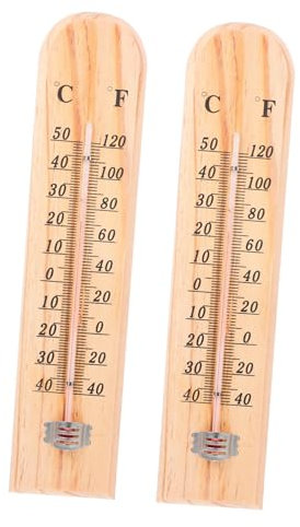 UKCOCO 2pezzi Termometro Legno Per Giardino e Magazzino Misurazione Precisa Della Temperatura e Umidità Per Uso Domestico e Agricolo Design Compatto e Facile Da Usare