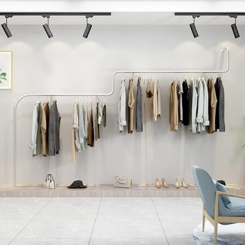 Väggmonterat klädställ – modernt industriellt displayställ för klädbutiker, kreativ rockhängare, bröllop klädhållare, stor kapacitet