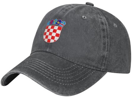 SMBHIAON Damen Herren Baseballkappe Kroatien Nationalflagge Baseball Kappe Mütze Verstellbar Baseboard Baseballkappe Dunkelgrau Outdoor Hut Für Kletter Tennis Laufen