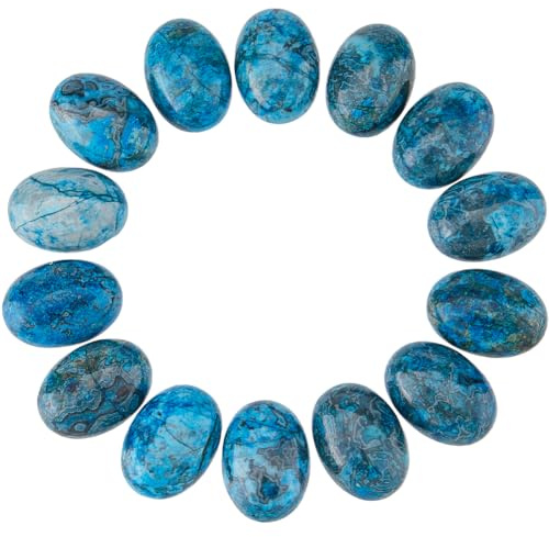 SUPERFINDINGS 20 pz. Cabochon di Pietre Preziose con Dorso Piatto Da 25x18mm, Cabochon di Diaspro Naturale, Cabochon Ovali, Pietra Preziosa per La Creazione di Gioielli con Braccialetti e Collane.