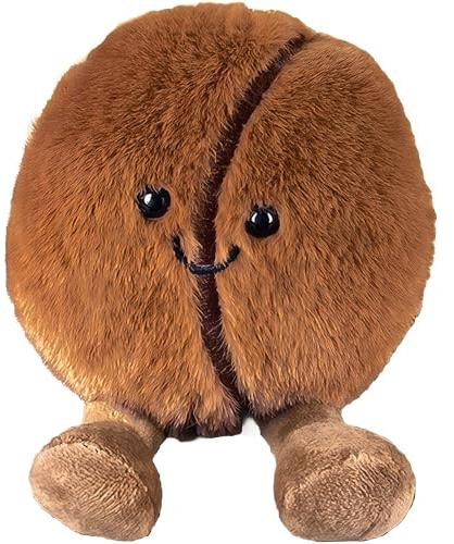 SKIPTHYBER Coffee Bean Plush Toy, Cute Plush Cuddly Soft Fluffy Stuffed Toy Plush Toy Cute Stuffed Plushie, Food Plush - Fun Gift Idea, Soft Fluffy Toyfor Friends-12cm