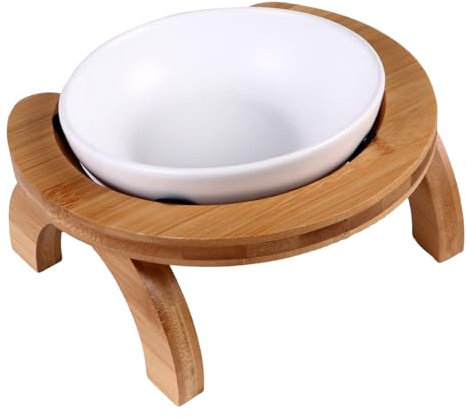 Toddmomy Gamelle pour Chat avec Support Bois de Nourriture et Eau pour Animaux Abreuvoir Facile à Nettoyer
