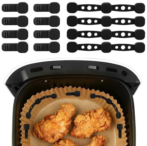 12 Stück Magnetische Silikon Befestigungsschnalle Hochtemperaturbeständige | Airfryer Magnete für Backpapier, Backpapiereinlagen Verhindert das Verbrennen von Papier Küchenzubehör