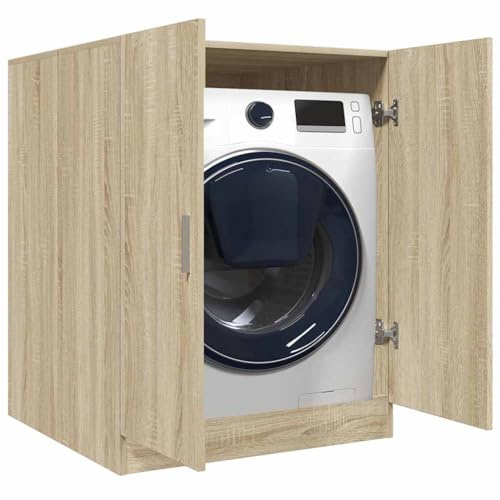 ACAGALA Armario para lavadora con puertas, mueble de baño para secadora y lavadora, armario de transformación para lavadora, 71x71,5x91,5 cm Roble Sonoma