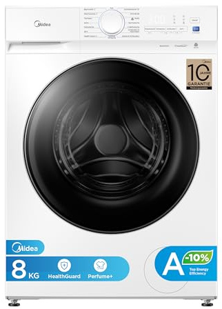Midea Waschmaschine V3 series, 8 kg | Energieeffizienzklasse A-10% | 1400 U/min | Dampffunktion | Tierhaare| 15-Min Schnellwäsche | Woolmark-Zertifiziert | MFV3EW80BA10 | Weiß