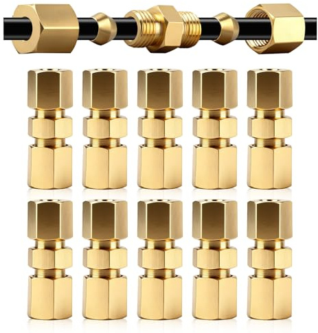 Set de 10 Connecteurs de Tuyau de Frein 4,75mm, Raccords en Acier Cuivré de Haute Résistance, Installation Facile Sans Embouts, Performance Stable et Durable pour Réparation et Entretien Systèmes de F