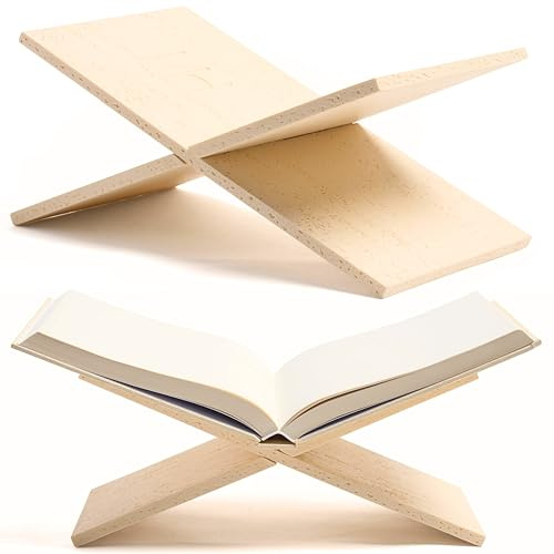 Book Stand Resin Stone Finish Book Holder for Recipe Book Display Stand, Coffee Table Books, 2 Pieces Slot Together, Soft Yellow Beige Coffee Table Decor for Large Books
