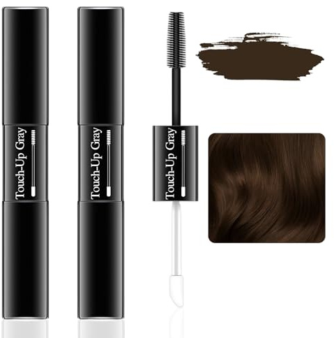 2 Pièces Mascara Cheveux Blanc Mascara Pour Cheveux Cubre Canas Couverture Instantanée Séchage Rapide Longue Durée Facile À Nettoyer Universel Conception À Double Extrémité Marron Foncé 7 Millilitres
