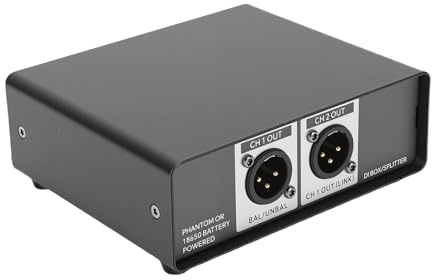 Luocute Professional Active DI Box, 2 Channel Balanced XLR Output with GND Grounding Isolation and 20dB Attenuation, for Guitar Bass Keyboard Live Performance Studio Recording