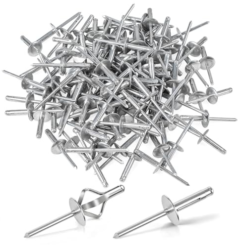 120 Stück Spreiznieten, Aluminium Blindnieten mit Großkopf, Flansch Popnieten 4,8 x 21 mm (16 mm Kopf), Silber Nieten für Kraftfahrzeuge, Möbel, Mechanische Ausrüstung