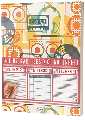 Mein Notenheft / 86 Seiten, 44 Blätter, 12 Systeme / Mit Register und Seitenzahlen / PR301 „Retro Design“ / DIN A4 Softcover