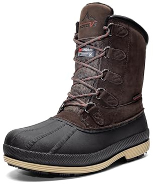 NORTIV 8 Botte de Neige pour Homme Bottes de Hiver Chaussures Chaude Randonnée Imperméable boots,Size 39,Foncé/Marron/Noir,170390-M
